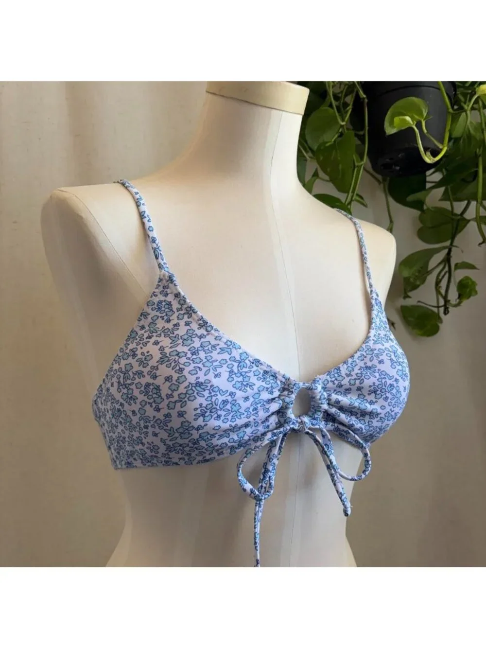 Blue Coquette Cottagecore Dainty Floral Bikini Top